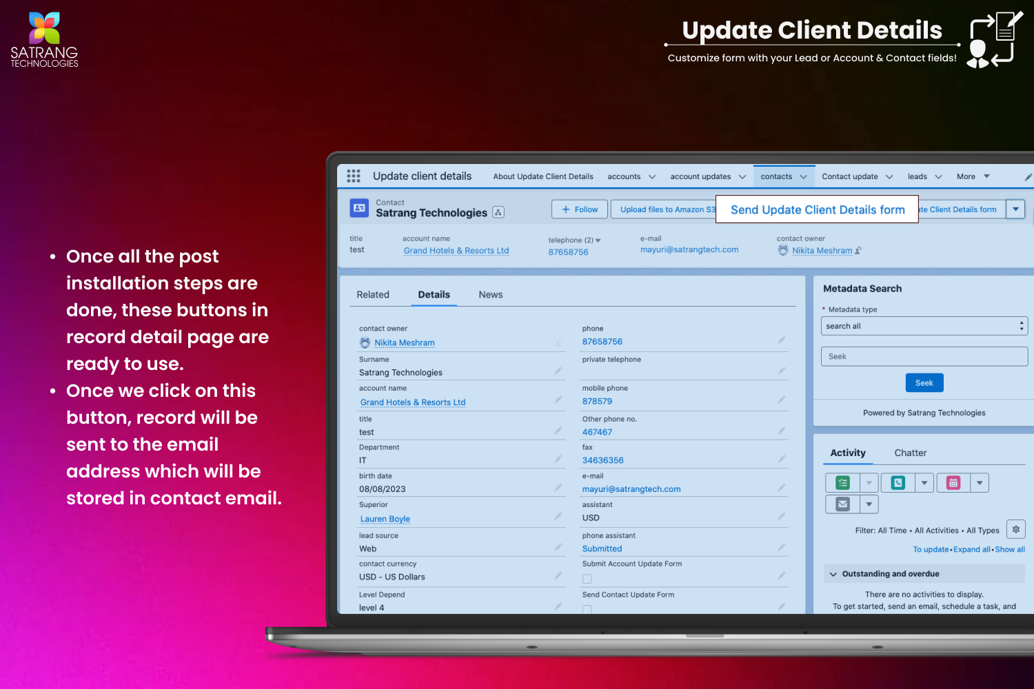 Update Client Details - Send Link